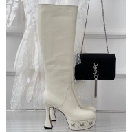 Gucci Heel 12cm platform 4cm boots with GG studs 750519 White 2023