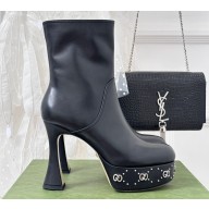 Gucci Heel 12cm platform 4cm boots with GG studs 740599 Black 2023