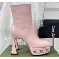 Gucci Heel 12cm platform 4cm boots with GG studs 740599 Pink 2023