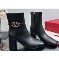 Valentino Vlogo Signature Calfskin Ankle Boots 75mm Black 2023
