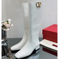 Valentino VLogo Type Calfskin Boots White 2023