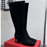 Valentino Heritage Boots In Calfskin Leather Suede Black 2023