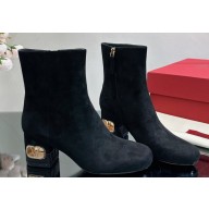 Valentino Heritage Ankle Boots In Calfskin Leather Suede Black 2023