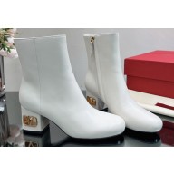 Valentino Heritage Ankle Boots In Calfskin Leather White 2023