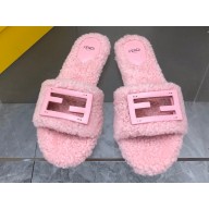 Fendi Baguette sheepskin slides Pink 2023