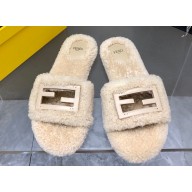 Fendi Baguette sheepskin slides Beige 2023