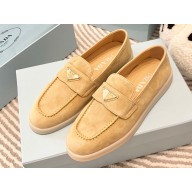 Prada Suede leather Women/Men loafers Ecru Beige 2023