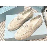 Prada Suede leather Women/Men loafers White 2023