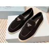 Prada Suede leather Women/Men loafers Black 2023