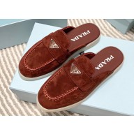 Prada Suede leather Women/Men sabots Burgundy 2023