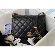 Chanel Lambskin & Gold-Tone Metal Small Flap Bag AS4353 Black 2023