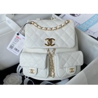Chanel Grained Calfskin Backpack Bag AS3860 White 2023