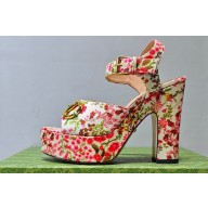 Gucci Heel 12cm Horsebit platform 3.5cm sandals Floral print multicolour leather 746391 02 2023