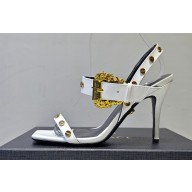 Versace Heel 10cm Studded Emily Slingback Sandals White 2023
