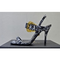 Versace Heel 10cm Studded Emily Slingback Sandals Print Black/White 2023