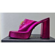 Versace Heel 11cm Platform 4cm Medusa '95 Mules Metallic Fuchsia 2023