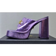 Versace Heel 11cm Platform 4cm Medusa '95 Mules Metallic Purple 2023