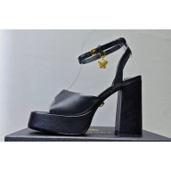 Versace Heel 11cm Aevitas Single Platform 4cm Sandals Leather Black 2023