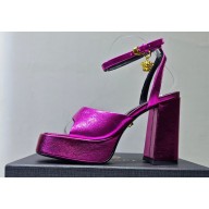 Versace Heel 11cm Aevitas Single Platform 4cm Sandals Leather Metallic Fuchsia 2023