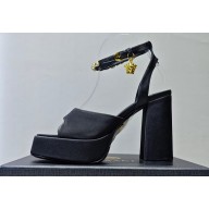 Versace Heel 11cm Aevitas Single Platform 4cm Sandals Satin Black 2023
