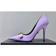 Versace Heel 9.5cm Gianni Ribbon Pumps Patent Leather Purple 2023