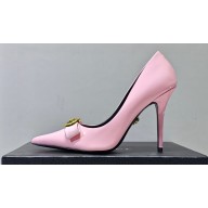 Versace Heel 9.5cm Gianni Ribbon Pumps Patent Leather Pink 2023