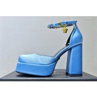 Versace Heel 11cm Aevitas Single Platform 4cm Pumps Satin Blue 2023