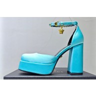 Versace Heel 11cm Aevitas Single Platform 4cm Pumps Satin Turquoise Blue 2023