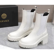 Versace Calfskin Chelsea Boots White 2023