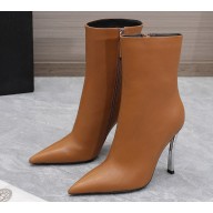 Versace Heel 10cm Calfskin Pin-Point Ankle Boots Brown 2023