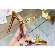 Christian Louboutin Heel 10cm Just Chain Leather Slide Sandals Gold