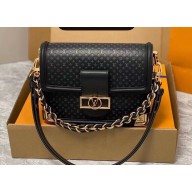 Louis Vuitton Calfskin Mini Dauphine Bag M22597 Black 2023