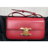 Celine SHOULDER BAG triomphe in Shiny calfskin 194143 Red