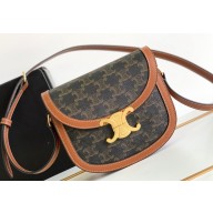 Celine BESACE CLEA BAG in TRIOMPHE Canvas and Calfskin 110413 Tan