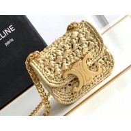 Celine Mini Triomphe on chain Bag in RAFFIA Natural 10K392