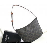 Celine Medium Celine Croque Bag in Triomphe canvas and calfskin Tan 112273