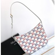 Celine Medium Celine Croque Bag in Triomphe canvas and calfskin Blue/Red 112273