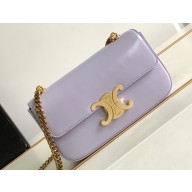 Celine CHAIN SHOULDER BAG triomphe in Shiny calfskin 197993 Light Lavender