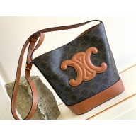 Celine SMALL BUCKET CUIR TRIOMPHE Bag in TRIOMPHE Canvas and Calfskin Tan 198243