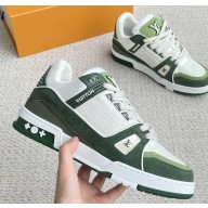 Louis Vuitton Men's LV Trainer Sneakers Top Quality Green 2023
