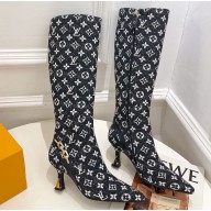 Louis Vuitton Heel 6.5cm Sparkle High Boots Denim Black 2023