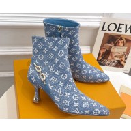 Louis Vuitton Heel 6.5cm Sparkle Ankle Boots Denim Blue 2023