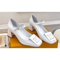 Louis Vuitton Heel 5.5cm Shake mary-jane Pumps Patent White 2023