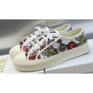 DIOR Walk'n'Dior Low Top Sneakers in White Multicolor Florilegio Embroidered Cotton 2023