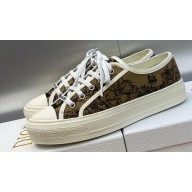 DIOR Walk'n'Dior Low Top Sneakers in Beige and Black Embroidered Cotton with Toile de Jouy Voyage Motif 2023