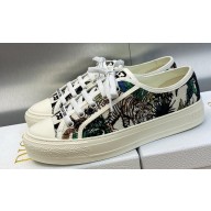 DIOR Walk'n'Dior Low Top Sneakers in White Multicolor Embroidered Cotton with Étoile de Voyage Motif 2023