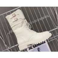 Dior D-Trap Ankle Boots in Calfskin and Shearling White 2023