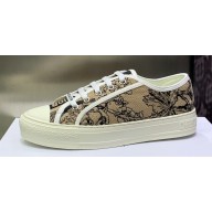 DIOR Walk'n'Dior Low Top Sneakers in Beige Cotton Embroidered 2023
