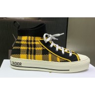 DIOR Walk'n'Dior High Top Sneakers in Black and Yellow Check'n'Dior Technical Mesh 2023