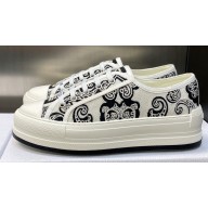 DIOR Walk'n'Dior Platform Low Top Sneakers in White/Black Embroidery 2023